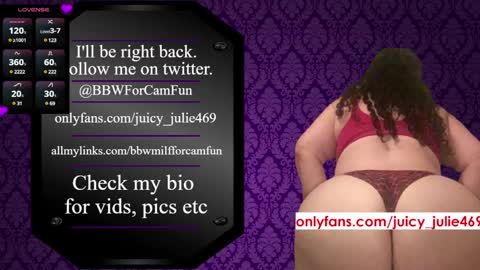 Snapshot of bbwmilfforcamfun chatting on February 25, 2:54 pm Julie online show from February 25, 2:54 pm