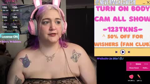 Snapshot of nevermakeawish chatting on June 26, 8:08 am Wishs Playground online show from June 26, 8:08 am